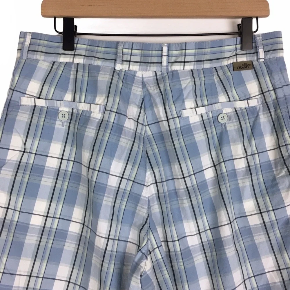 LACOSTE Plaid Golf Shorts Chino Preppy Classic Style 10.5” Inseam Size 42 / 32